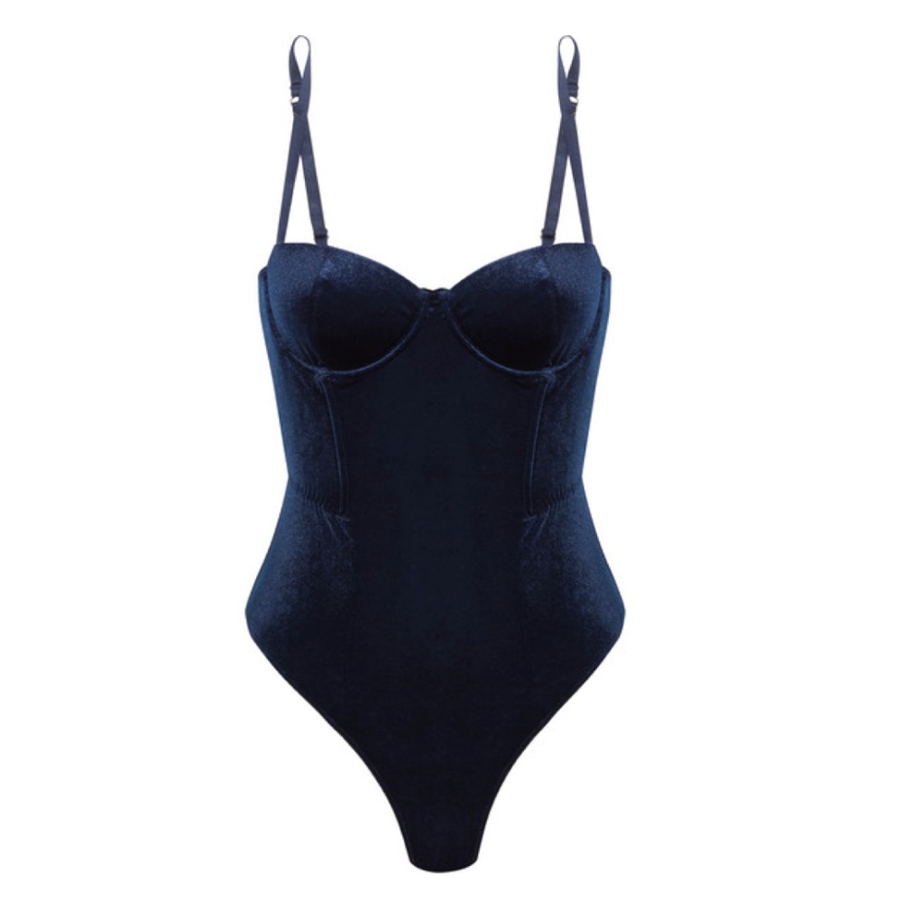 FLEUR DU MAL Velvet Balconette Bodysuit
